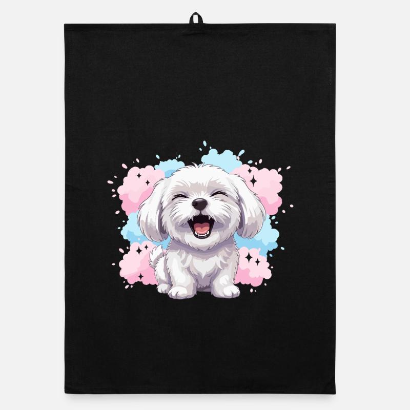 Fröhlicher Flauschhund Pastell-Spritzer Organic Geschirrtuch