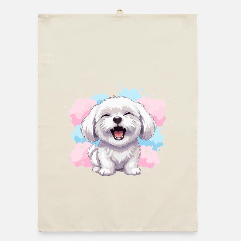 Fröhlicher Flauschhund Pastell-Spritzer Organic Geschirrtuch