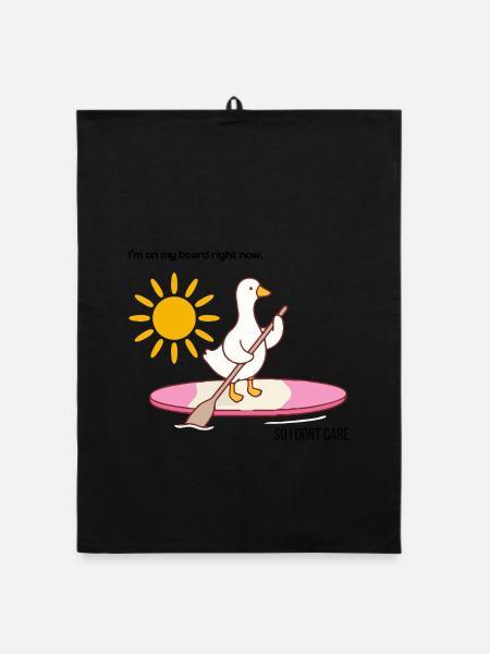 Stand up paddle Ente - Organic Geschirrtuch - Schwarz - Vorne