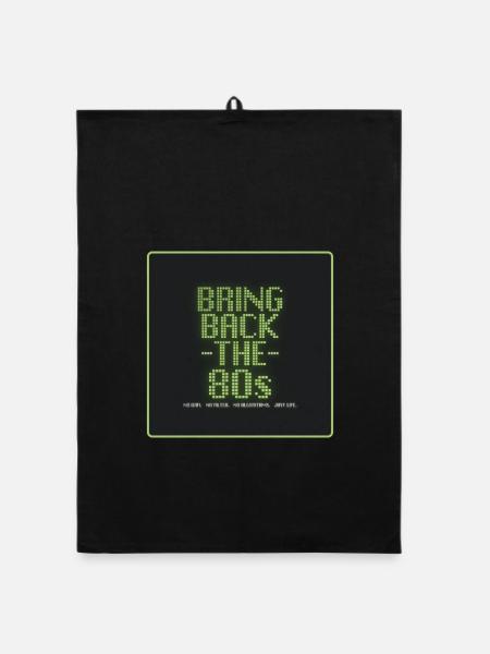 Bring Back the 80s | Retro Digital Design - Organic dish towel - black - Front