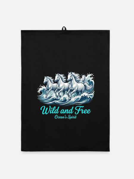 Pferde Pferd Wild and free Oceans Spirit - Organic Geschirrtuch - Schwarz