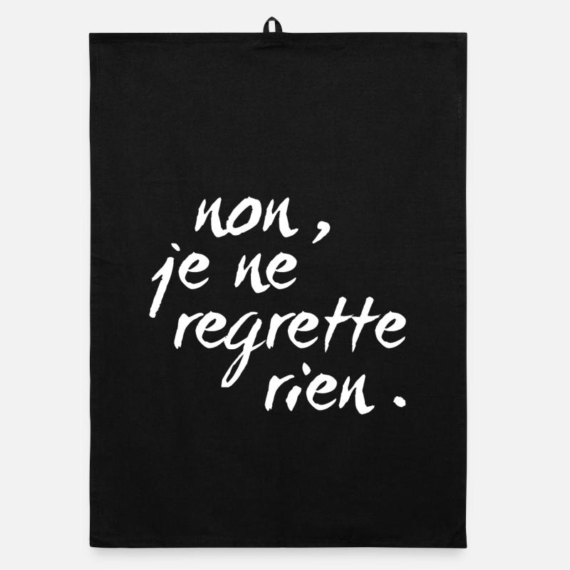 non, je ne regrette rien - blanc - Torchon bio - noir