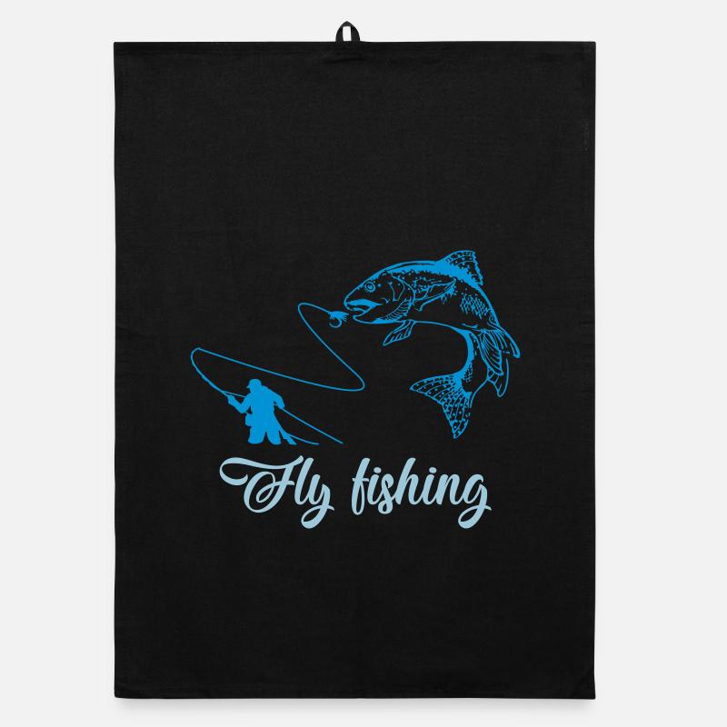 fly fishing fish Organic dish towel