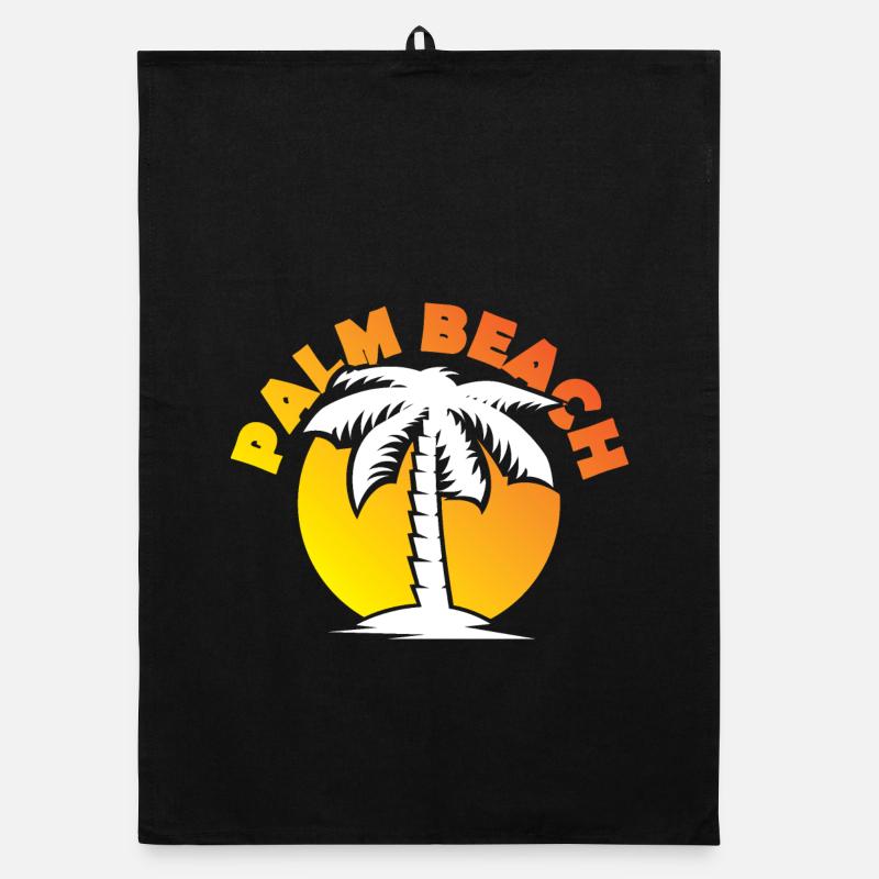 Palm Beach Palm Tree Sun Sunset Icon Torchon bio