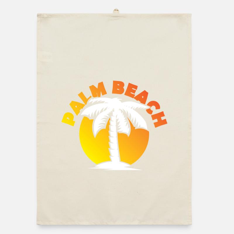 palm beach beach palm tree sun sunset icon Organic dish towel