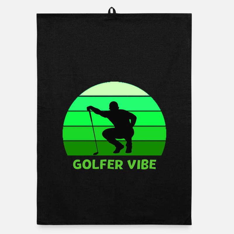golf, golfing, golfing, playing golf - Organic dish towel - black