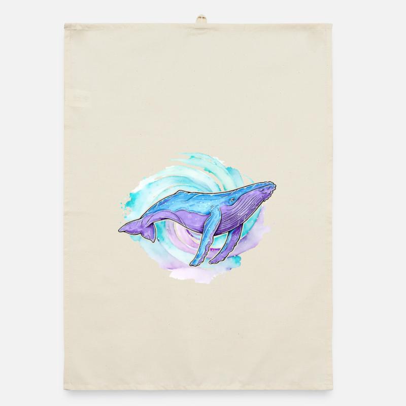 Buckelwal Aquarell Organic Geschirrtuch