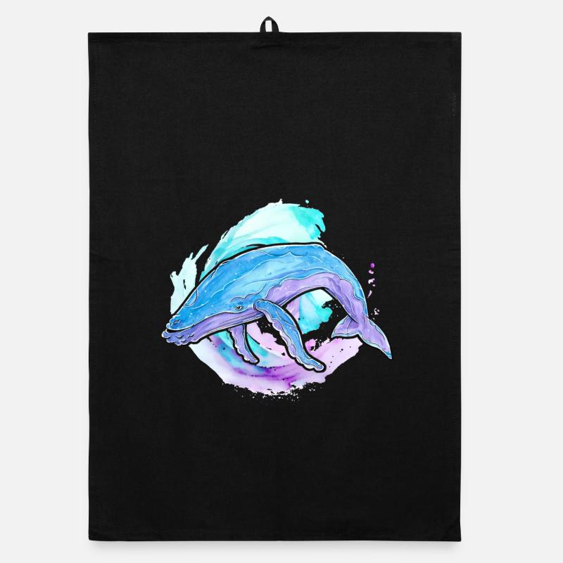 Baleine à bosse aquarelle Torchon bio