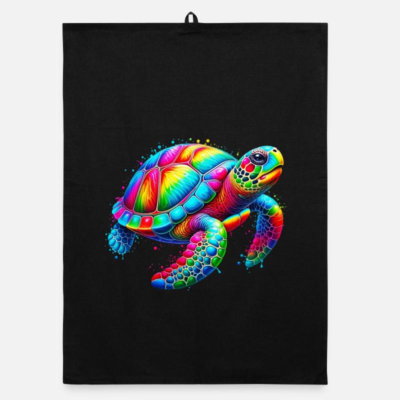 Schildkröte - Organic Geschirrtuch - Schwarz