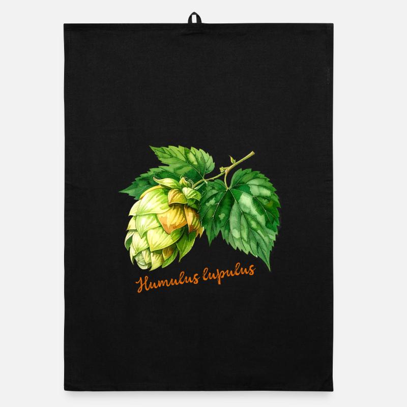 Humulus lupulus - botanical illustration Organic dish towel