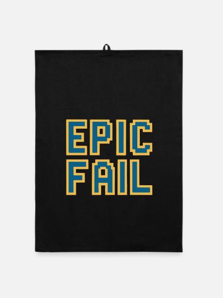 Epic fail - retro 8-bit gaming meme - Organic Geschirrtuch - Schwarz - Vorne