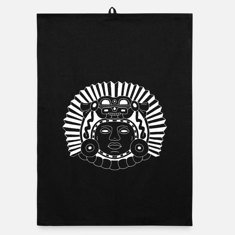 Aztec Dragon King (White) Organic dish towel