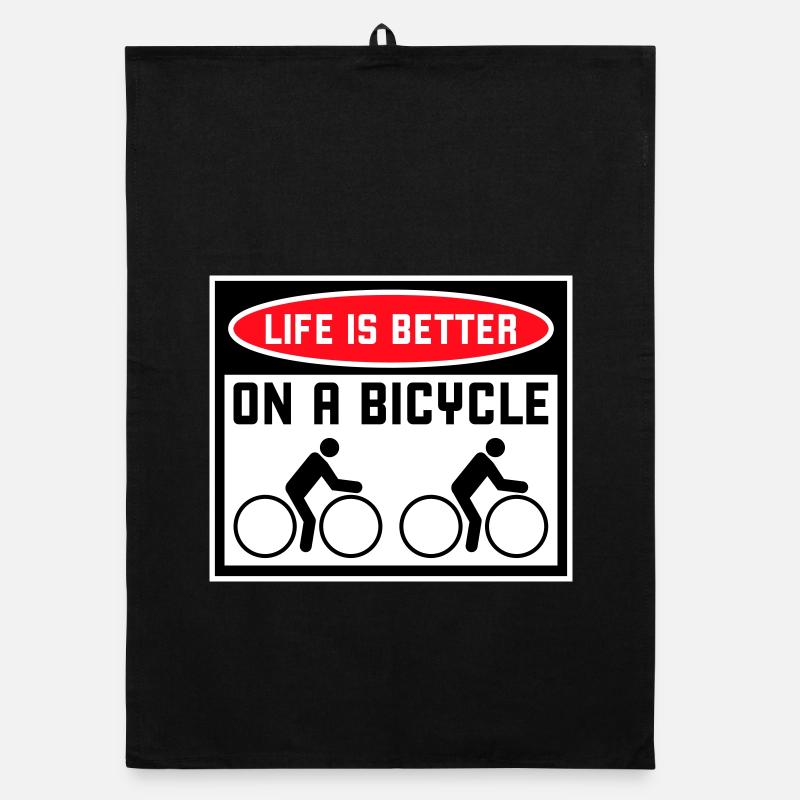 Life is better on a bicycle Cycling Saying Sport Organic dish towel
