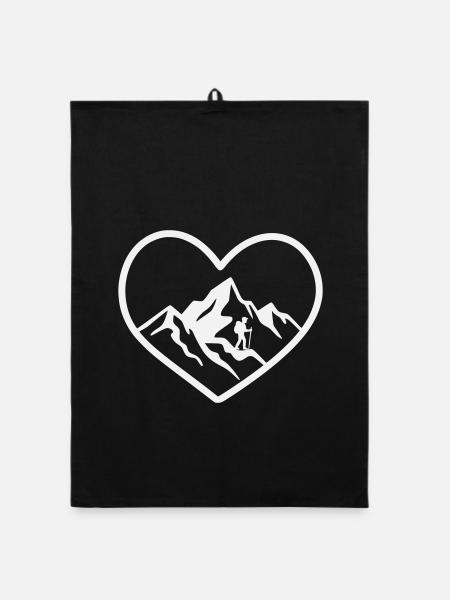 Heart Mountain Hiker Panorama - Organic dish towel - black - Front