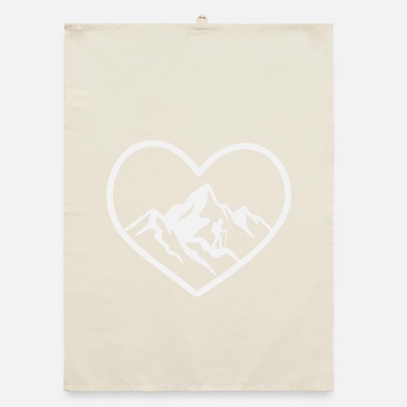 Herz Bergwanderer Panorama Organic Geschirrtuch