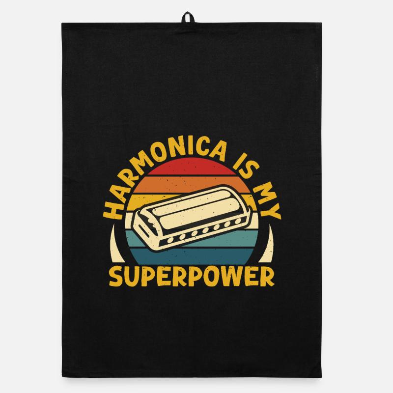 Funny Harmonica Player Is My Superpower Harmonica Organic dish towel