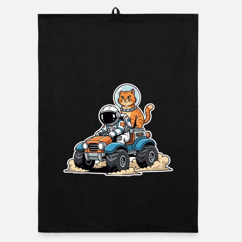 Red Cat Astronaut Quad Lunar Space Organic Geschirrtuch