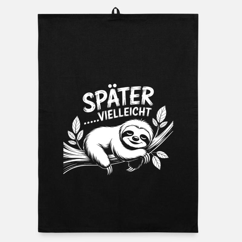 Heute nicht Sloth - Organic Geschirrtuch - Schwarz