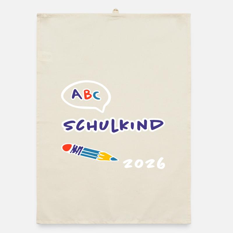 Schulkind 2026 ABC Einschulung Stift Organic Geschirrtuch