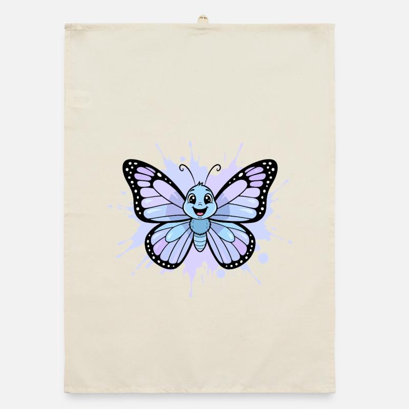 Blauer Schmetterling Spritzkunst Organic Geschirrtuch