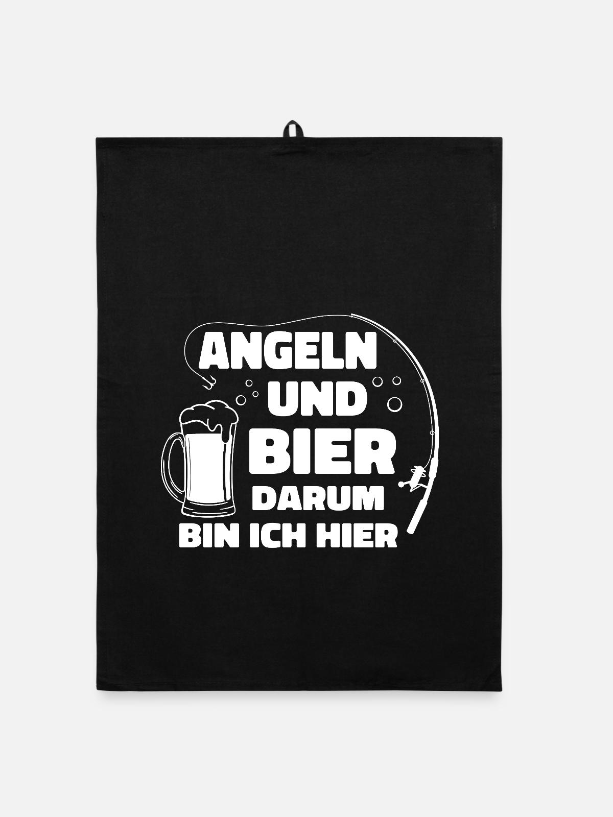 Angeln Und Bier - Organic Geschirrtuch - Schwarz - Vorne