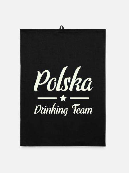 Polska Drinking Team Emblem - Organic Geschirrtuch - Schwarz - Vorne