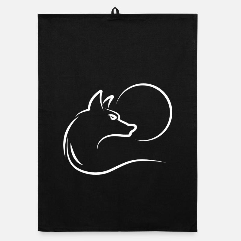 Wolf bei Vollmond Organic Geschirrtuch