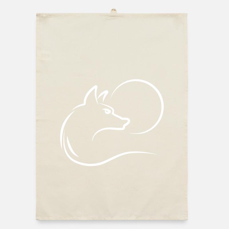 Wolf at full moon Organic dish towel