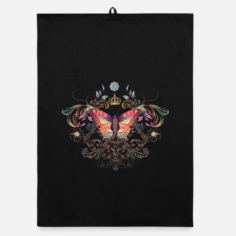 imaginative butterfly with crown Organic dish towel