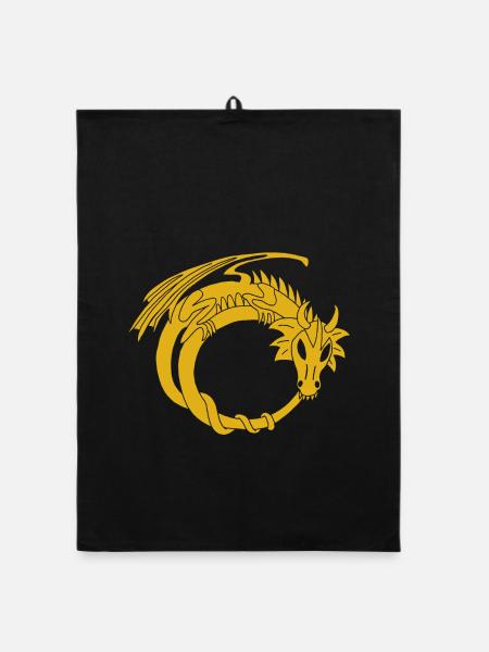 Der goldene Drachenring - Organic Geschirrtuch - Schwarz - Vorne