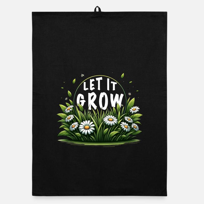 Let It Grow Meadow Daisy Spring Saying Organic dish towel