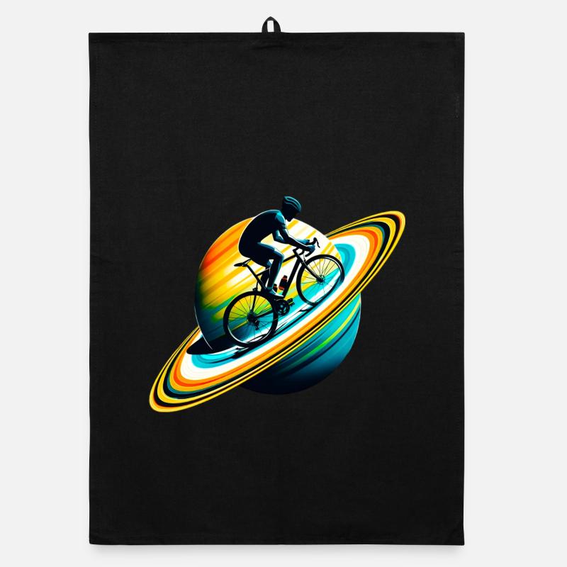 Cycliste sur Saturne Torchon bio
