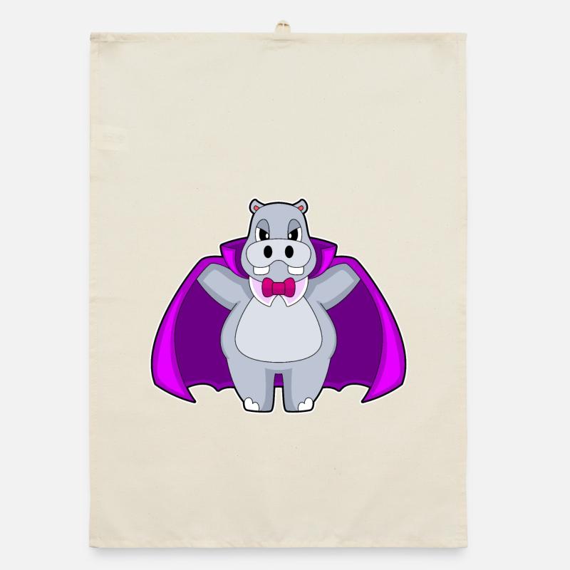 Hippopotame Halloween Vampire Torchon bio