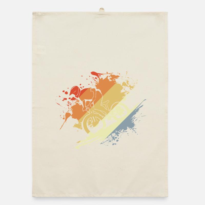 Mountain Biking Sketch Retro Organic dish towel