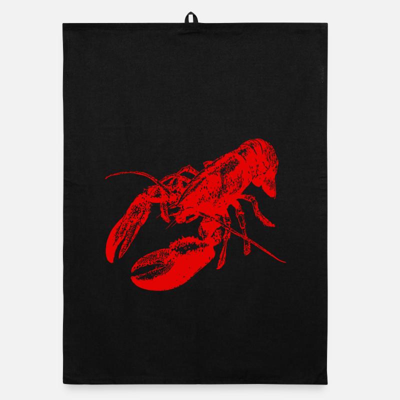 Conception graphique audacieuse de homard rouge Torchon bio
