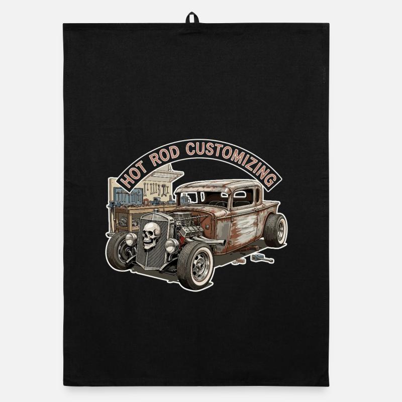 Conception de personnalisation de Hot Rod rustique Torchon bio