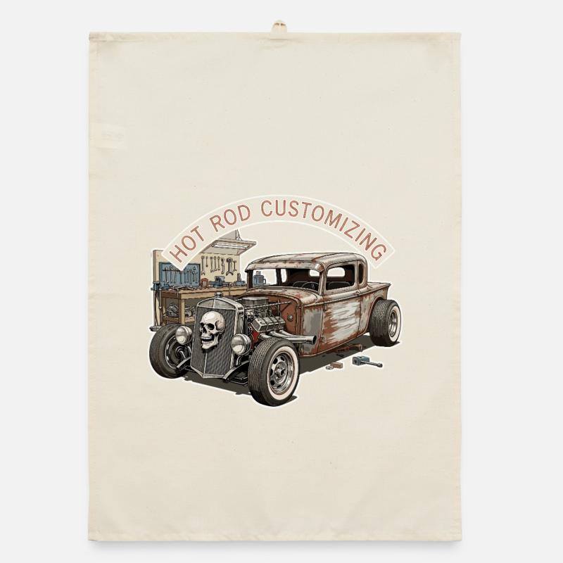 Rustic Hot Rod Customization Design Organic dish towel