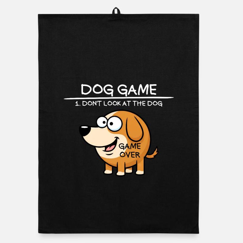 Jeu de chien Ne regarde pas le chien Chien drôle Torchon bio