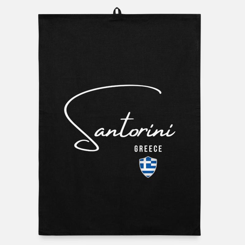 Elegantes Design Santorini, Santorini-Souvenir Organic Geschirrtuch