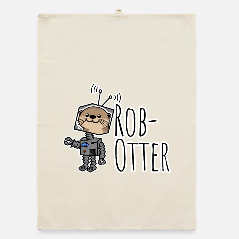 Rob-Otter - Half Otter Half Robot Flat Joke! Organic dish towel