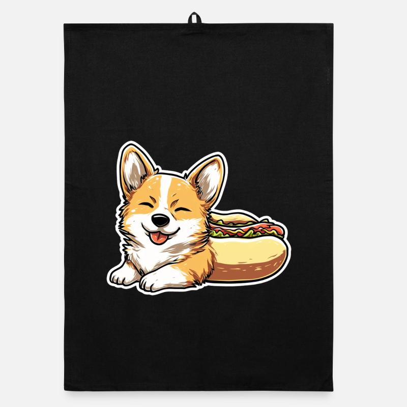Süßer Corgi-Hotdog-Brötchen-Aufkleber Organic Geschirrtuch