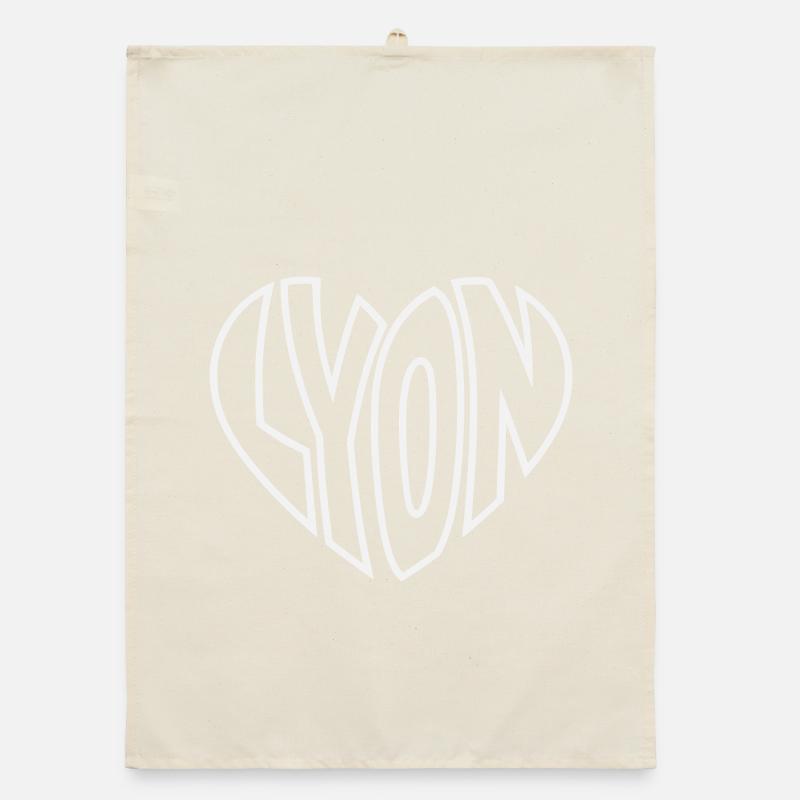 Lyon Herzlogo Linienkunst Organic Geschirrtuch