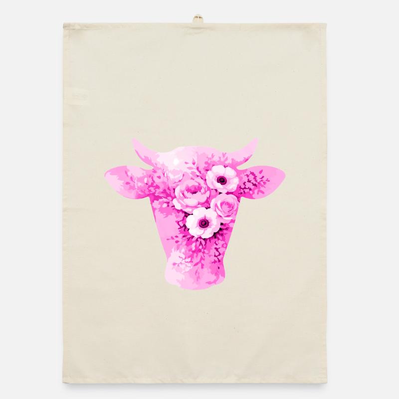 Fleurs en forme de vache Torchon bio