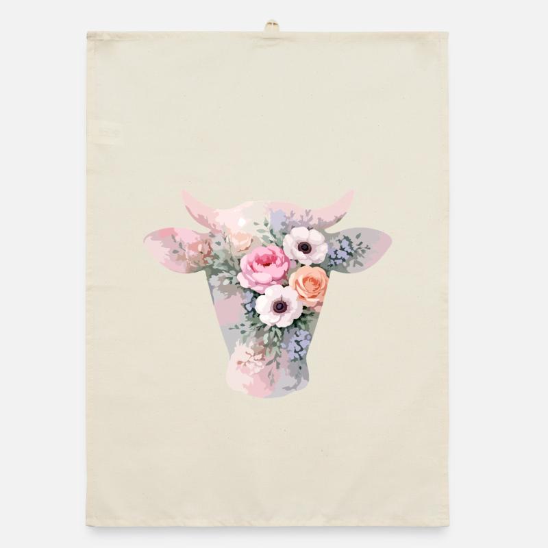 Fleurs en forme de vache Torchon bio