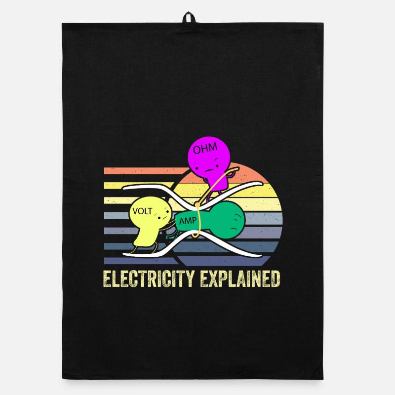 Elektrizitätstrio: Ohm Amp Volt - Organic Geschirrtuch - Schwarz