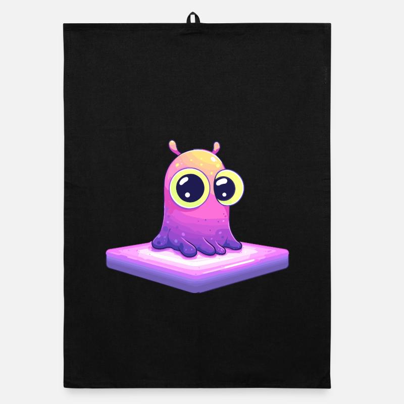 Little pixel friend on platform Organic dish towel