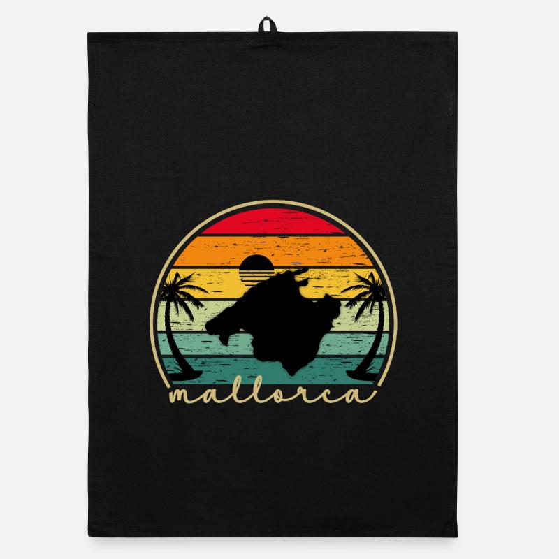 Mallorca Vintage Sunset Insel Retro Design Organic Geschirrtuch