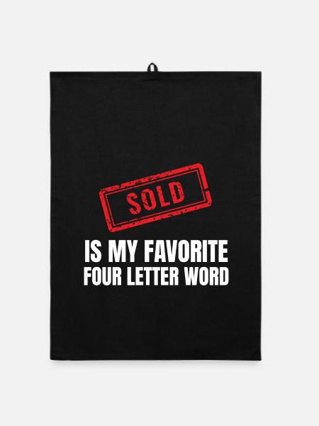 Real Estate Agent Realtor Home Seller Marketing - Organic dish towel - black - Front