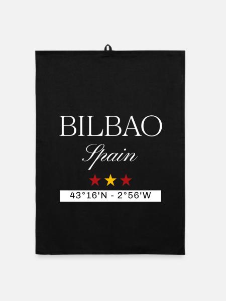 Bilbao Spanien Souvenir – Reise minimalistisch - Organic Geschirrtuch - Schwarz - Vorne