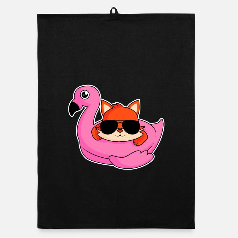 Fuchs im Flamingo - Design Organic Geschirrtuch